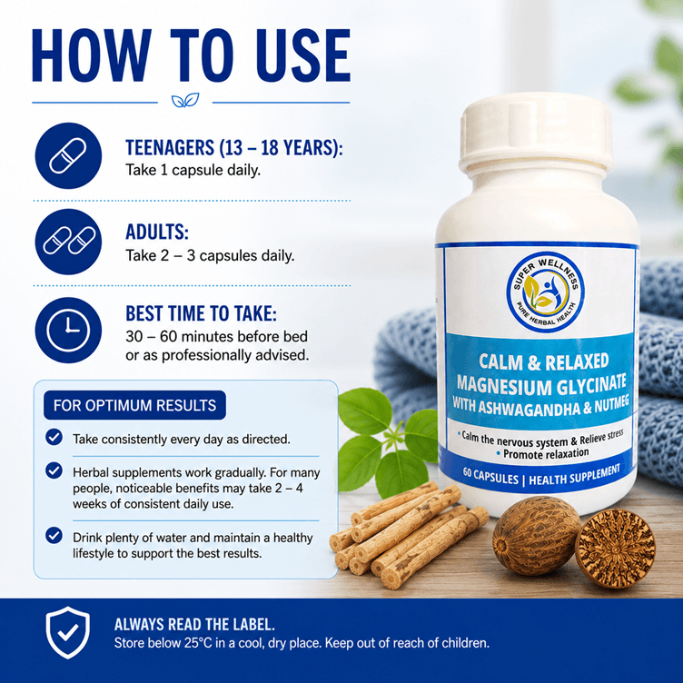 Super Wellness Calm & Relaxed Supplement with Magnesium Glycinate - Image 3
