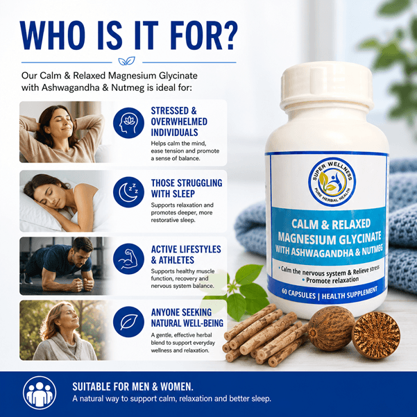 Super Wellness Calm & Relaxed Supplement with Magnesium Glycinate - Image 4